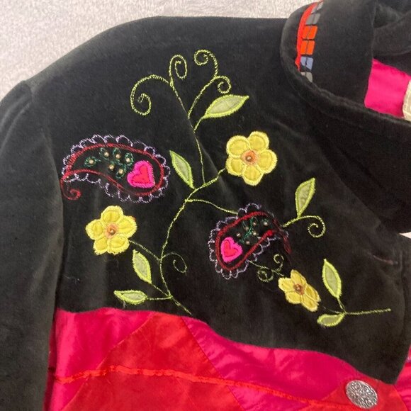 NEW Coldwater Creek Silk Velvet Blazer Jacket Womens Large Mixed Media Floral - Picture 8 of 15